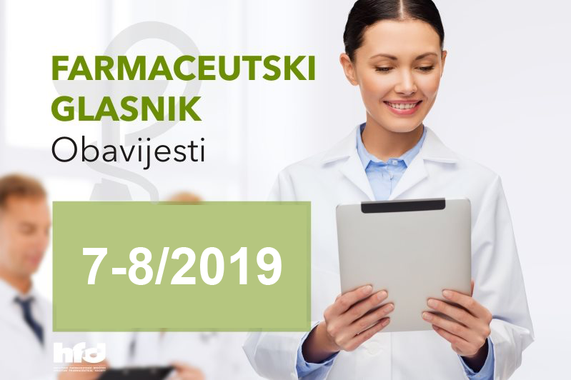 Farmaceutski glasnik – OBAVIJESTI 7/8-2019