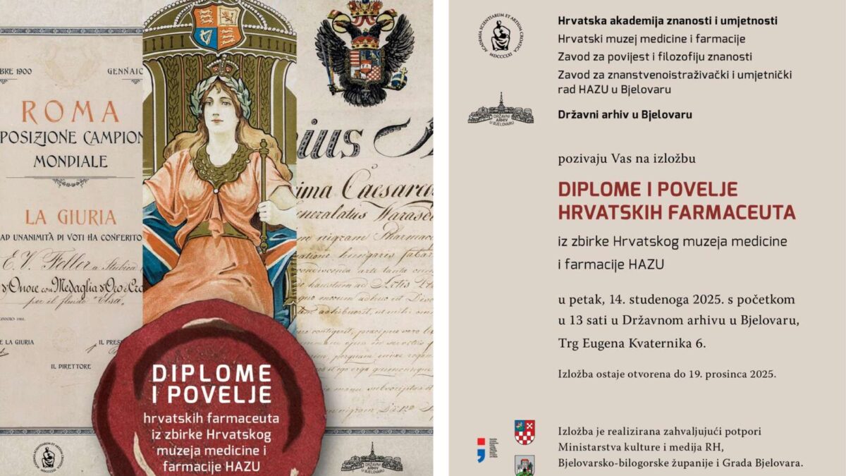 Otvorenje izložbe Diplome i povelje hrvatskih farmaceuta – 14. studenoga 2025. u Bjelovaru
