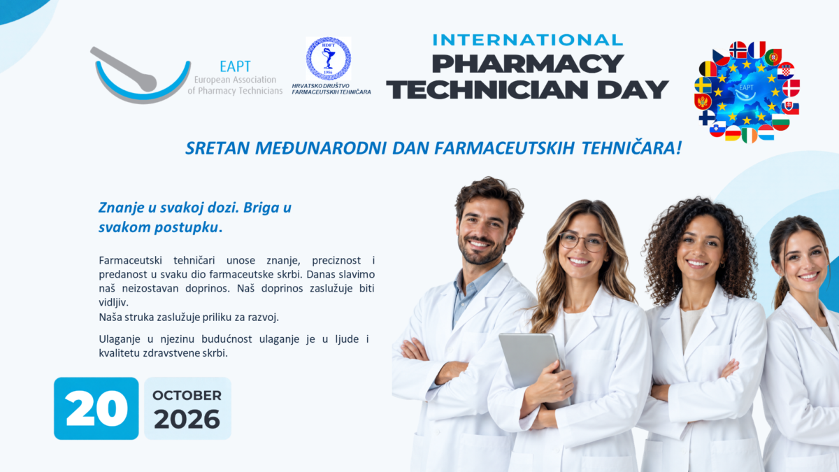 Čestitamo Međunarodni dan farmaceutskih tehničara, 20. listopada 2026.